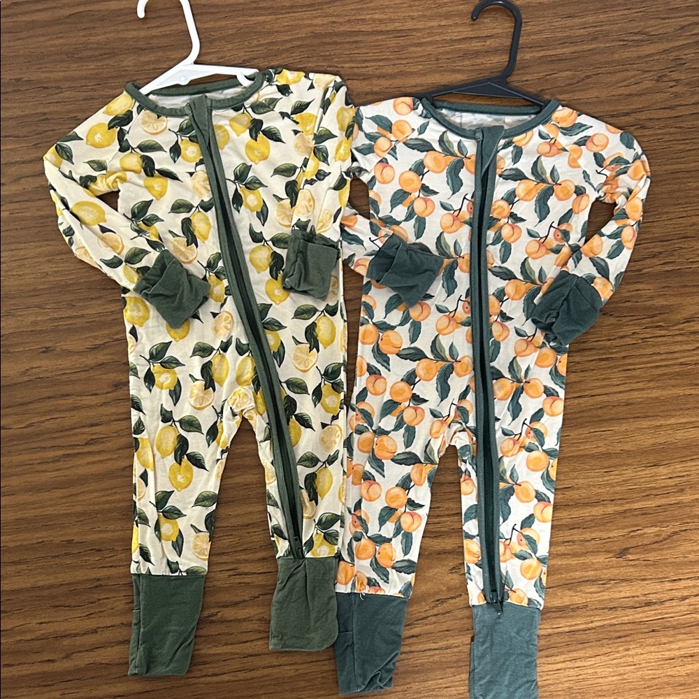 Lemon and Peach Print Pajamas